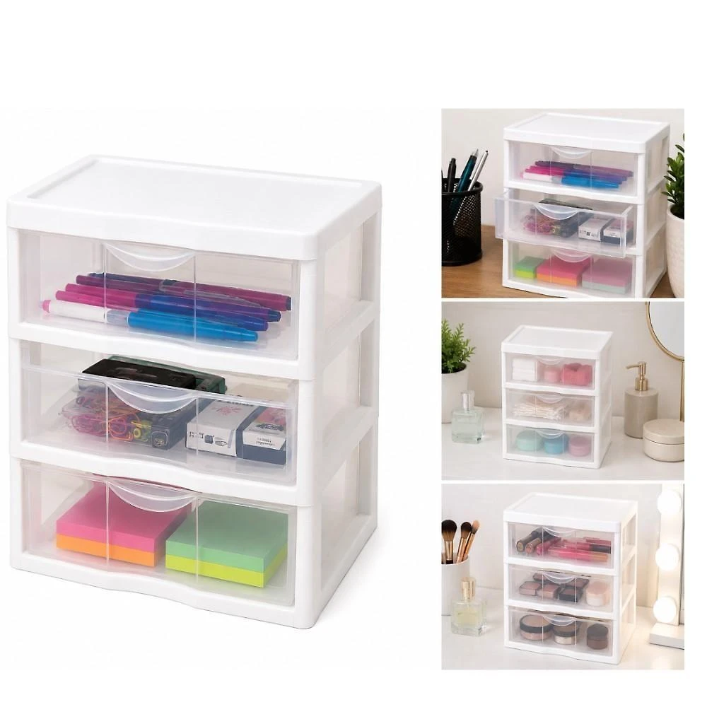 Organizador Gaveteiro 3 Gavetas Mesa Bancada Documentos Acessorios Multiuso Escritorio Porta Joias