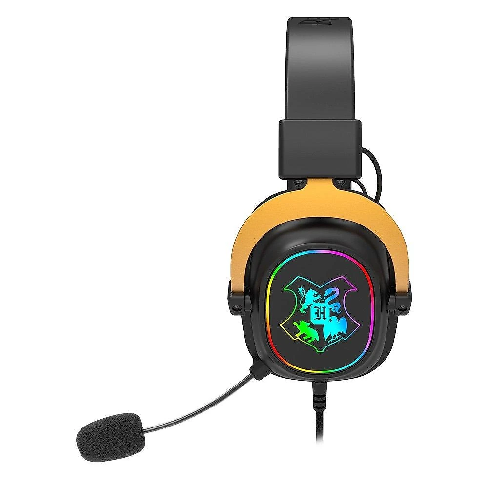 Headset Gamer Redragon Harry Potter Zeus, RGB, Som Surround 7.1, Conexão USB, com Kit de Customização, Preto e Dourado - HP-510 RGB