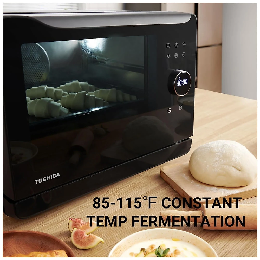Forno a Vapor Compacto 6 em 1 com Capacidade de 19L, 36 Menus Predefinidos e Limpeza a Vapor, 110V 1800W, TOSHIBA, Preto 110v