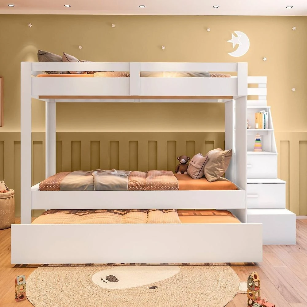 Beliche Infantil Juvenil com Cama Auxiliar Moon Branco