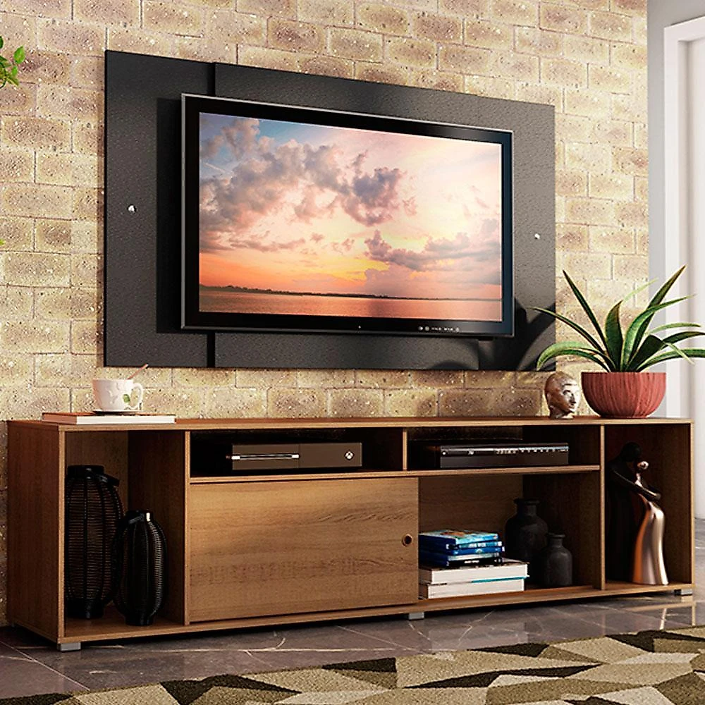 Rack madesa cancun e painel para tv até 58 polegadas - rustic/preto 5z8n