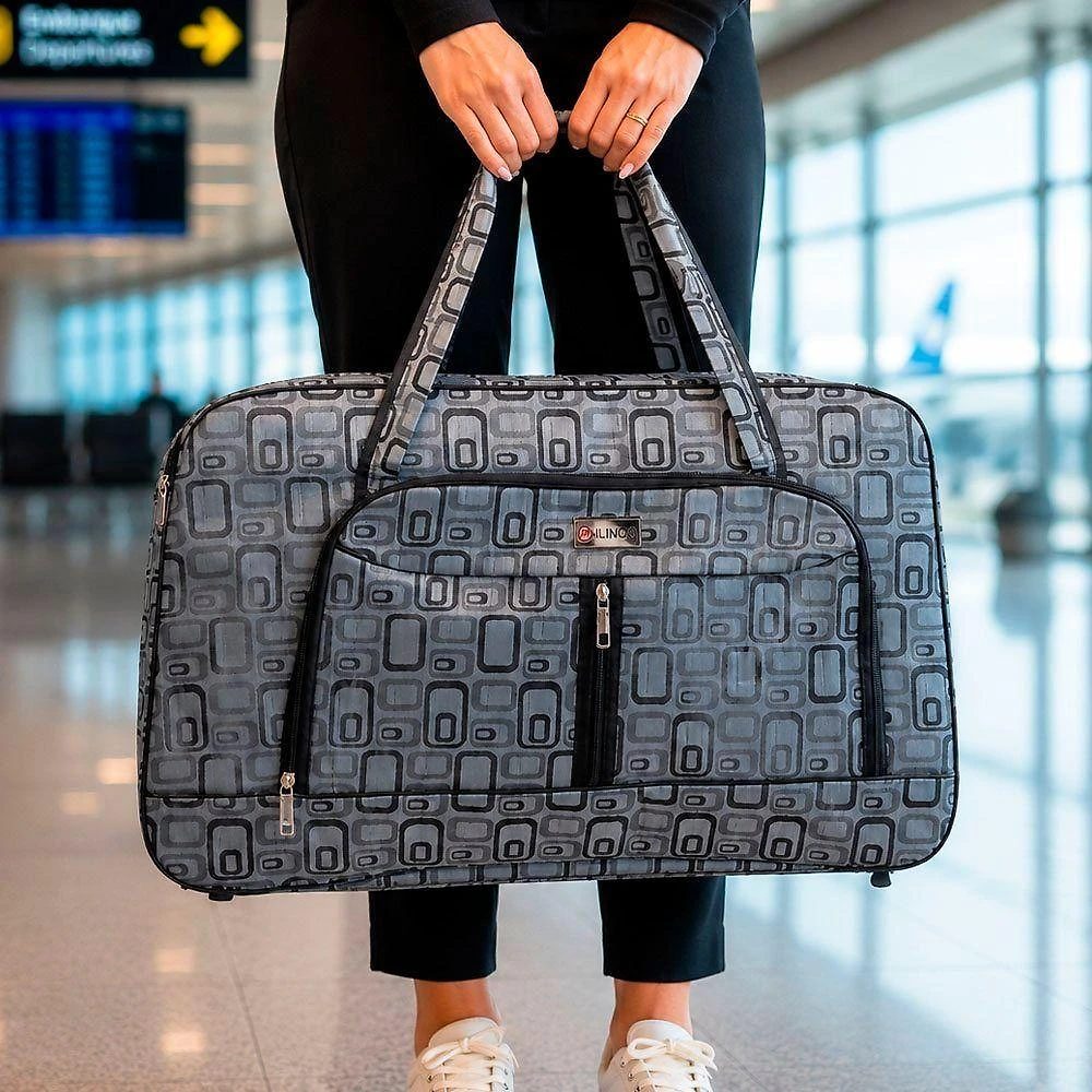 Bolsa Mala Sacola 62cm X 37cm X 22cm em Poliéster com Alça Reforçada Resistente à Água Modelo Chumbo