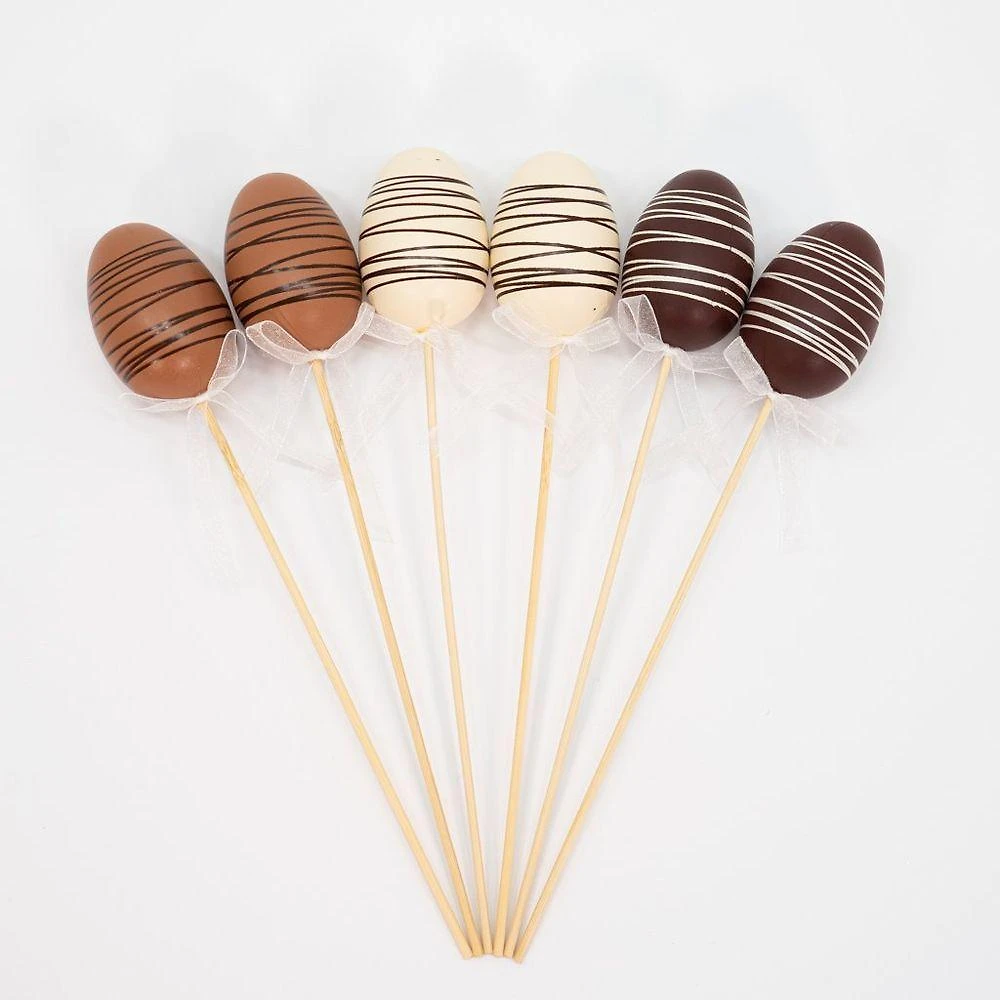 Kit 36 Ovos De Páscoa Enfeite Decorativo Chocolate Com Haste