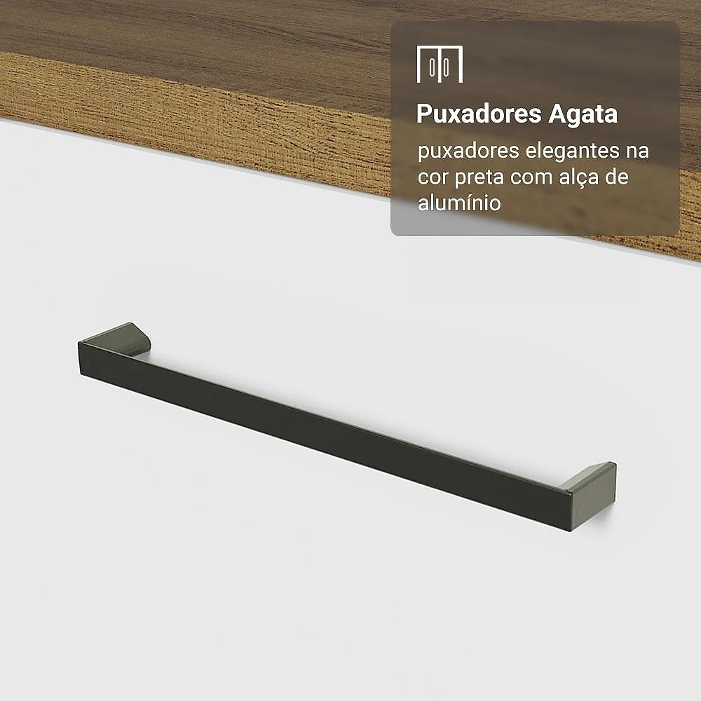 Armário de Cozinha Completa 340cm Rustic/Branco Agata Madesa 01 Rustic/Branco