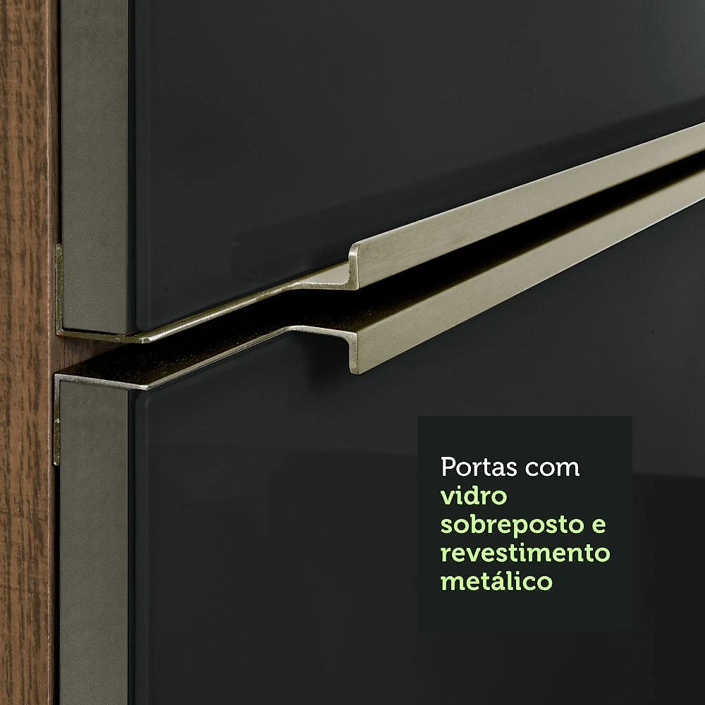 Armário de cozinha compacta 180cm rustic/preto lux madesa 01
