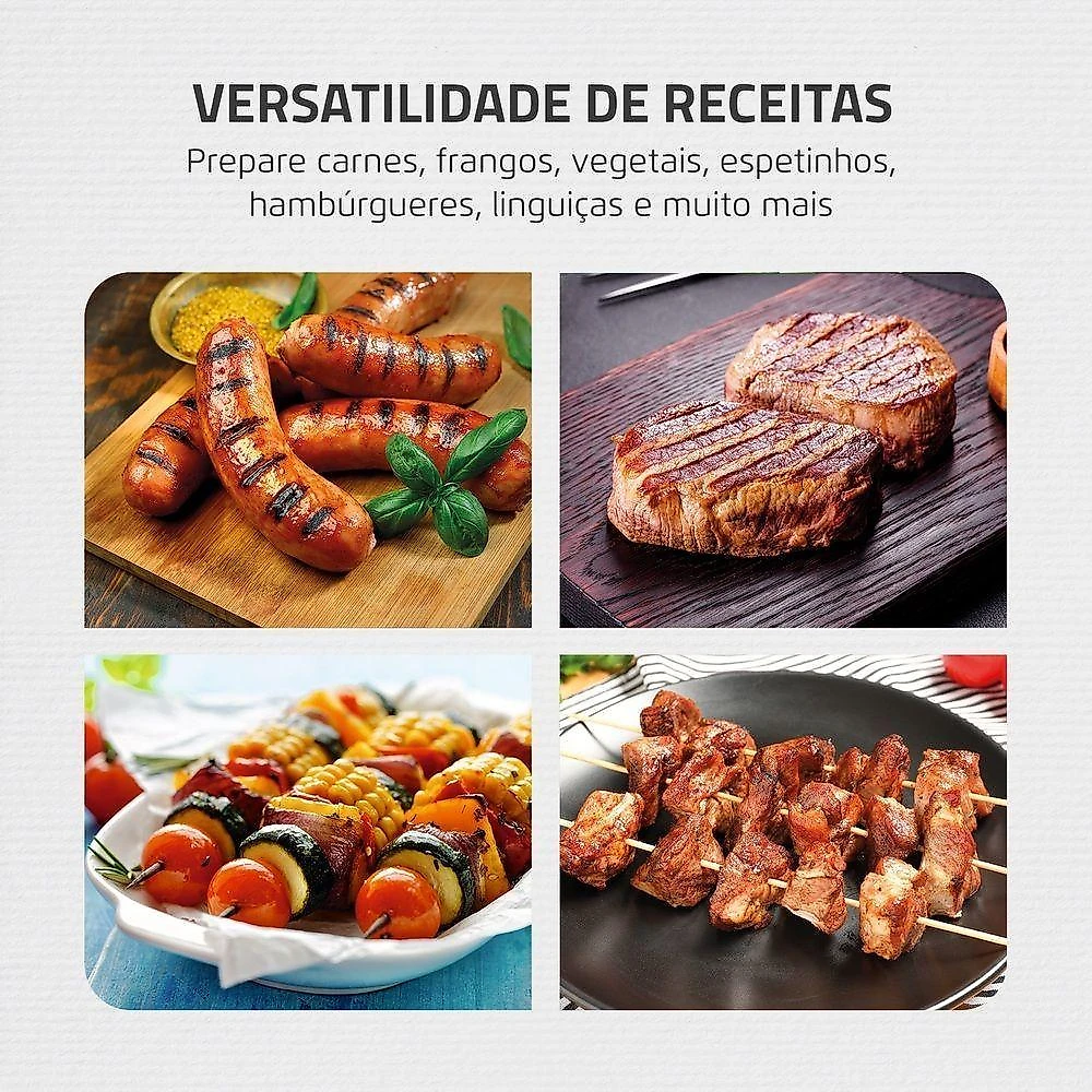 Churrasqueira Elétrica Portátil Mondial CH-08-BI Grand Steak & Grill 2000W Preto 110V