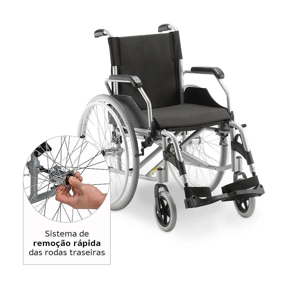 Cadeira de rodas dobrável dellamed em alumínio até 120kg d600 t46 6472