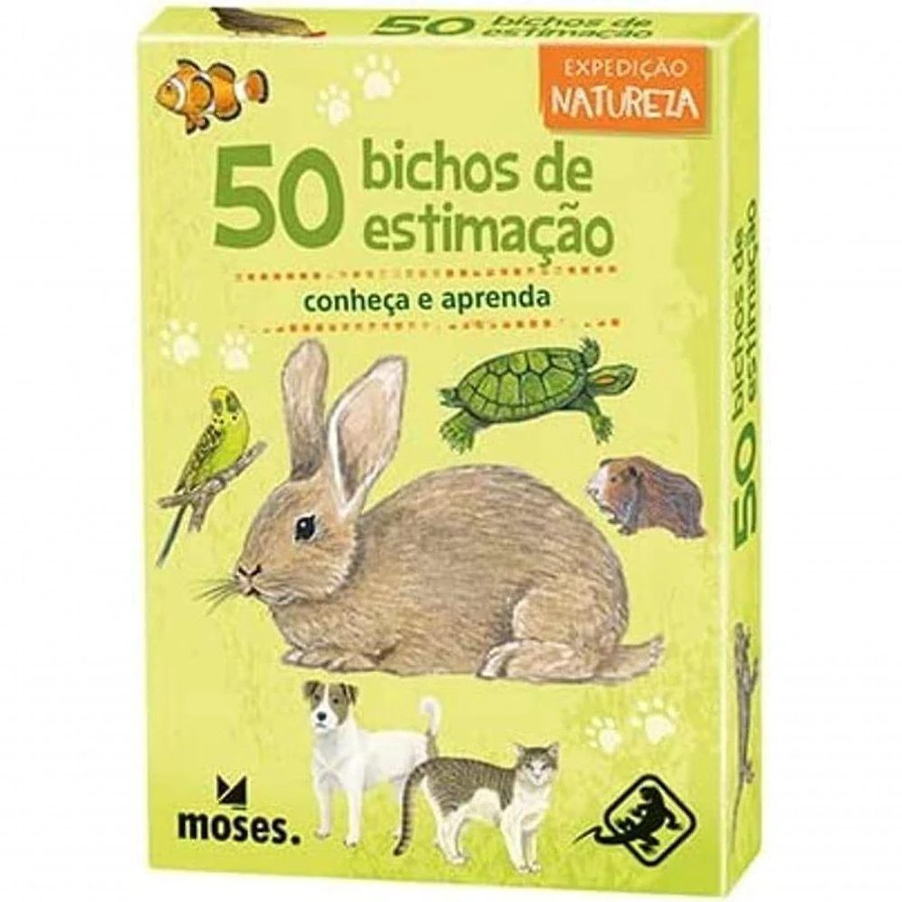 Jogo de Cartas 50 Bichos de Estimação Reúne Grupos de Animais Off White Galápagos