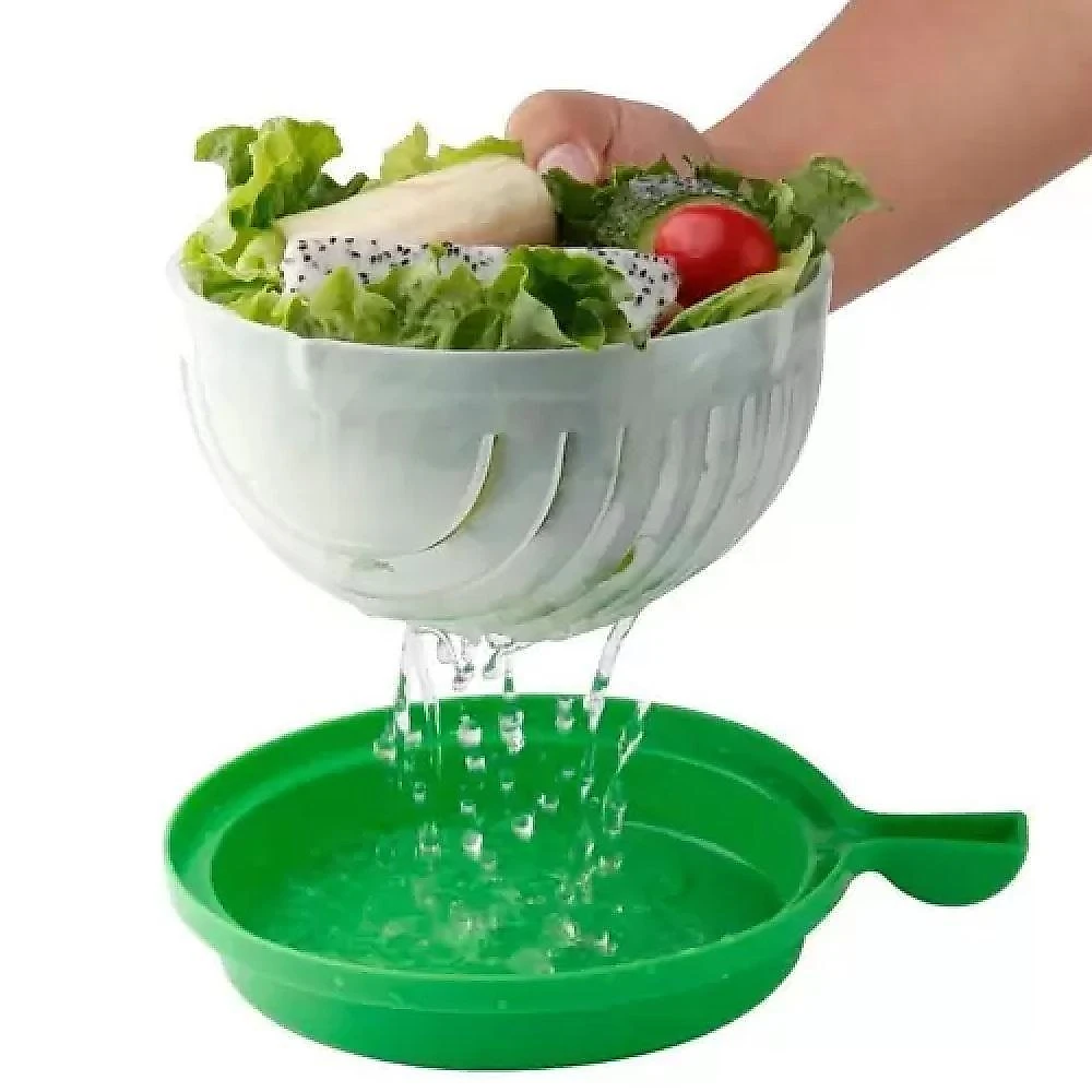 Tigela Secador Cortador 2 em 1 Multifuncional Polipropileno Design Giratório para Saladas e Legumes