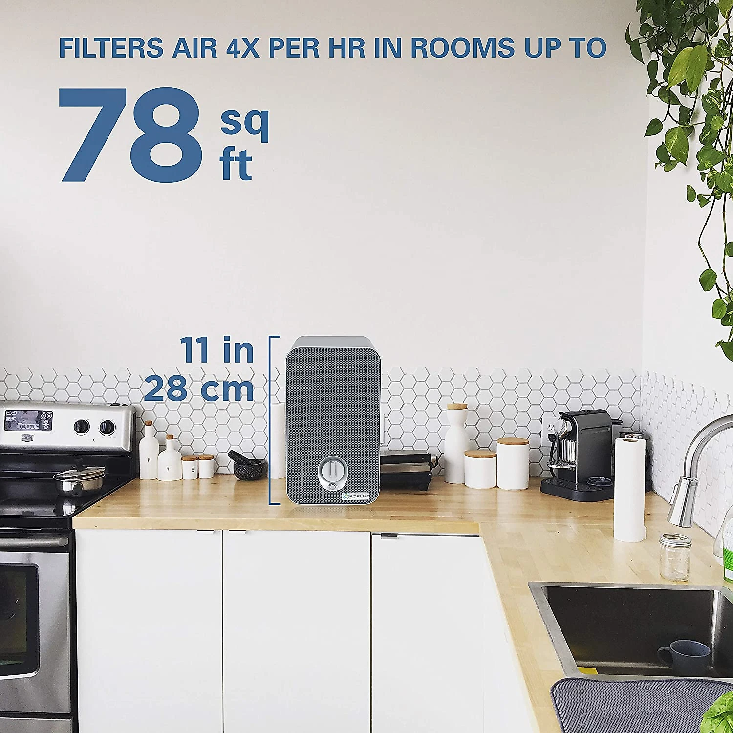 GermGuardian AC4100 Purificador de Ar cFiltro H13 HEPA 3 Velocidades Cinza