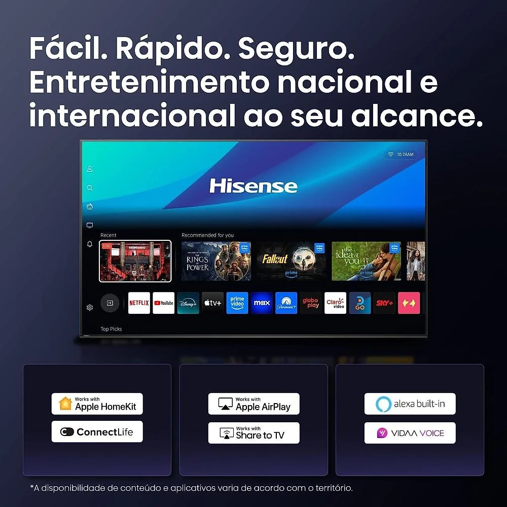 Smart tv 65” 4k uhd hisense qled 65q6qv hdr10 dolby atmos vidaa u9 preta