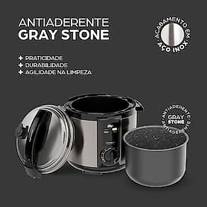 Panela de Pressão Elétrica Wap WPPE2 5L 900W Revestimento Antiaderente Gray Stone Timer Inox 110V