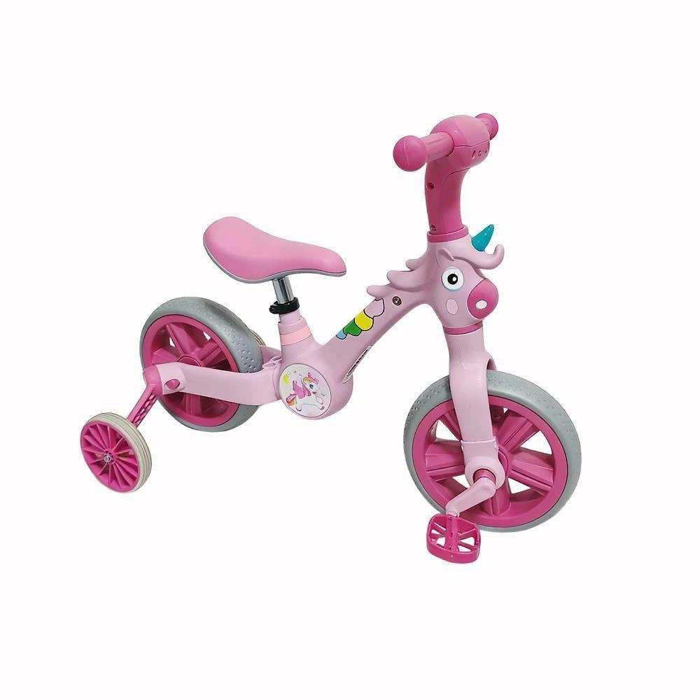 Bicicleta Infantil Unicórnio Candy Aro 6 1 a 3 Anos Rodinhas Laterais Rosa Unitoys