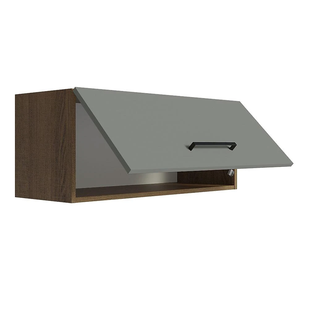 Armário Aéreo Multiuso 80cm 1 Porta Basculante Rustic/Cinza Agata Madesa Rustic/Cinza