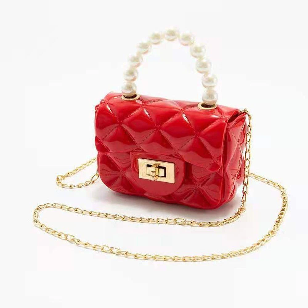Bolsinha Infantil Transversal OEM Mini Bag Blogueirinha com Pérolas 12cm X 5cm X 8cm Vermelho
