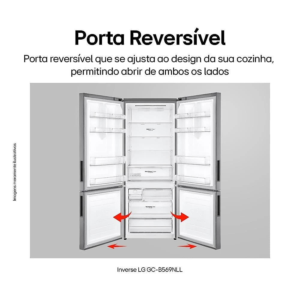 Geladeira lg frost free inverse conectividade inteligente inox look - 451l 110