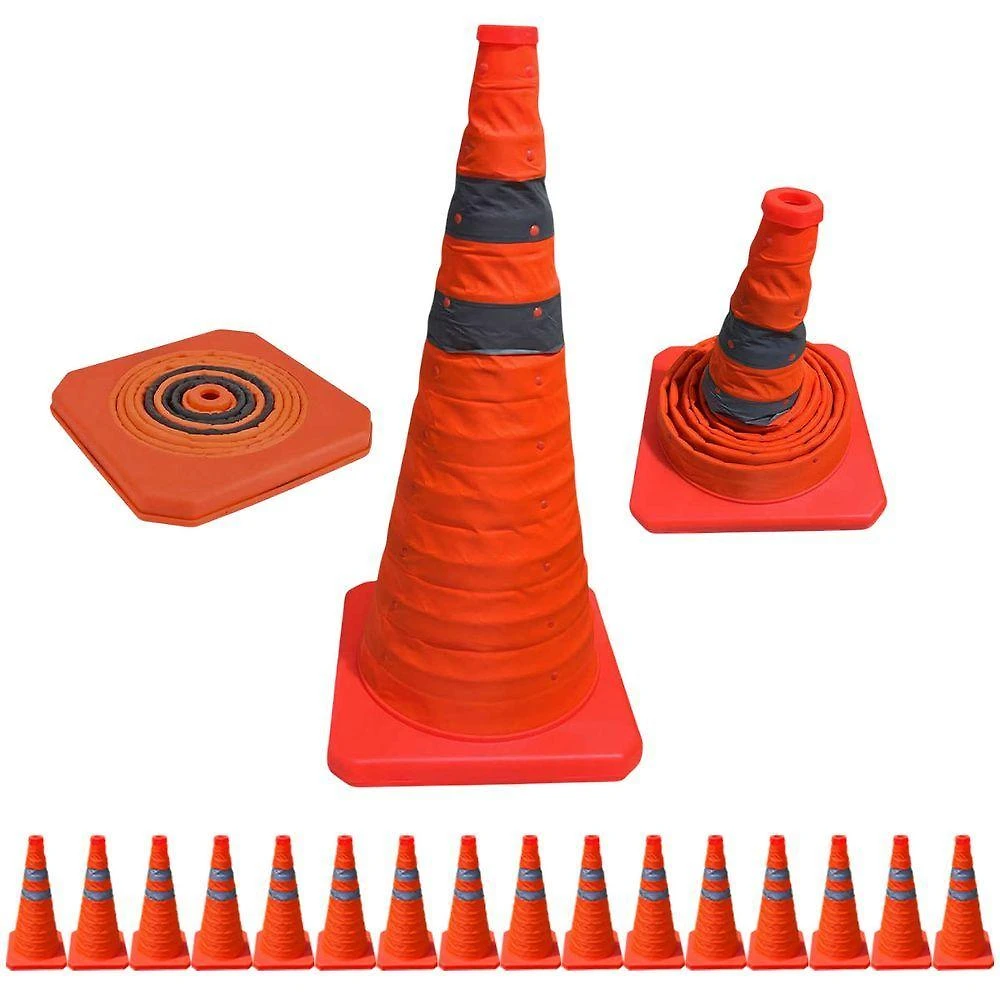 Kit 16 Cones Retráteis SU-CONE3-1 50cm Faixas Refletivas Laranja Mundo LGBT