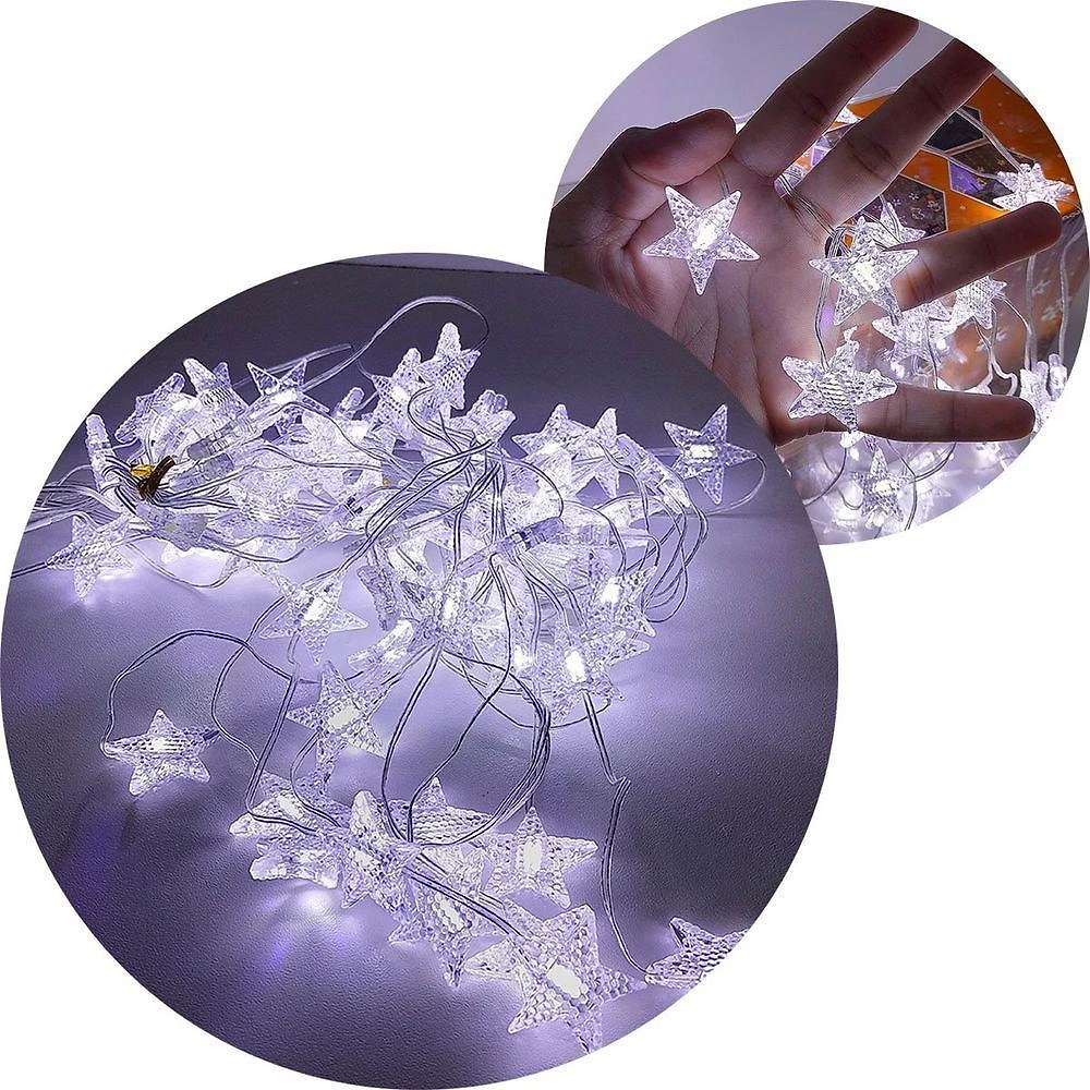 Pisca Cortina Natalino Estrelinhas 80 LED 3x1m Bivolt para Decoração Branco