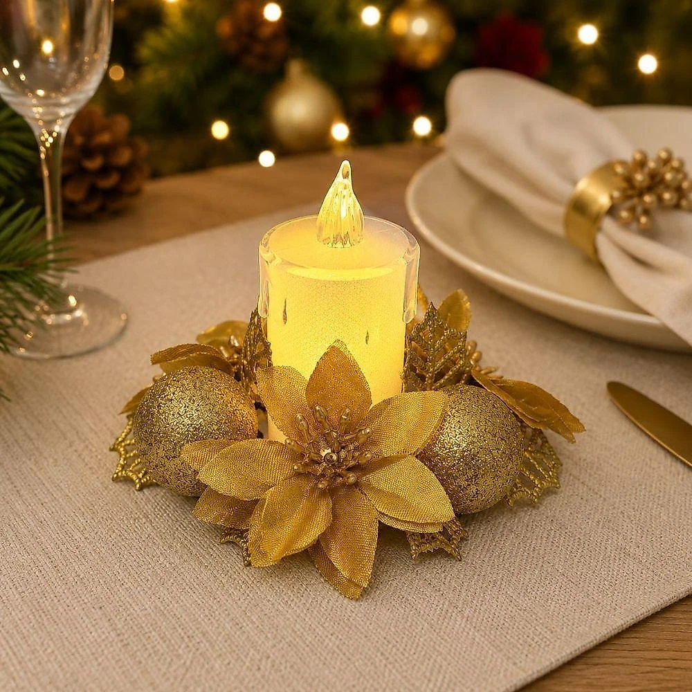Porta Velas Castiçal Bico de Papagaio 2 em 1 Dourado com Vela Eletrônica LED Yangzi