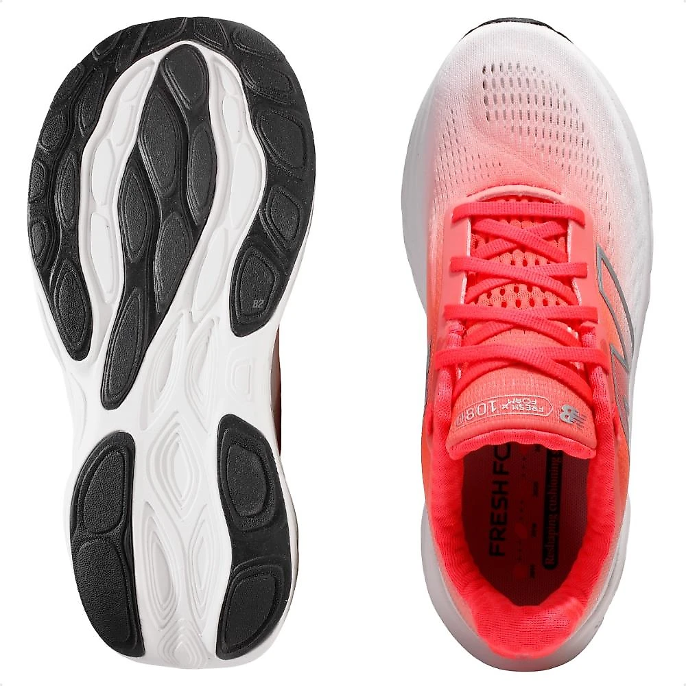 Tênis New Balance 1080 V14 Feminino + 3 Pares de Meias Branco / Coral - 34