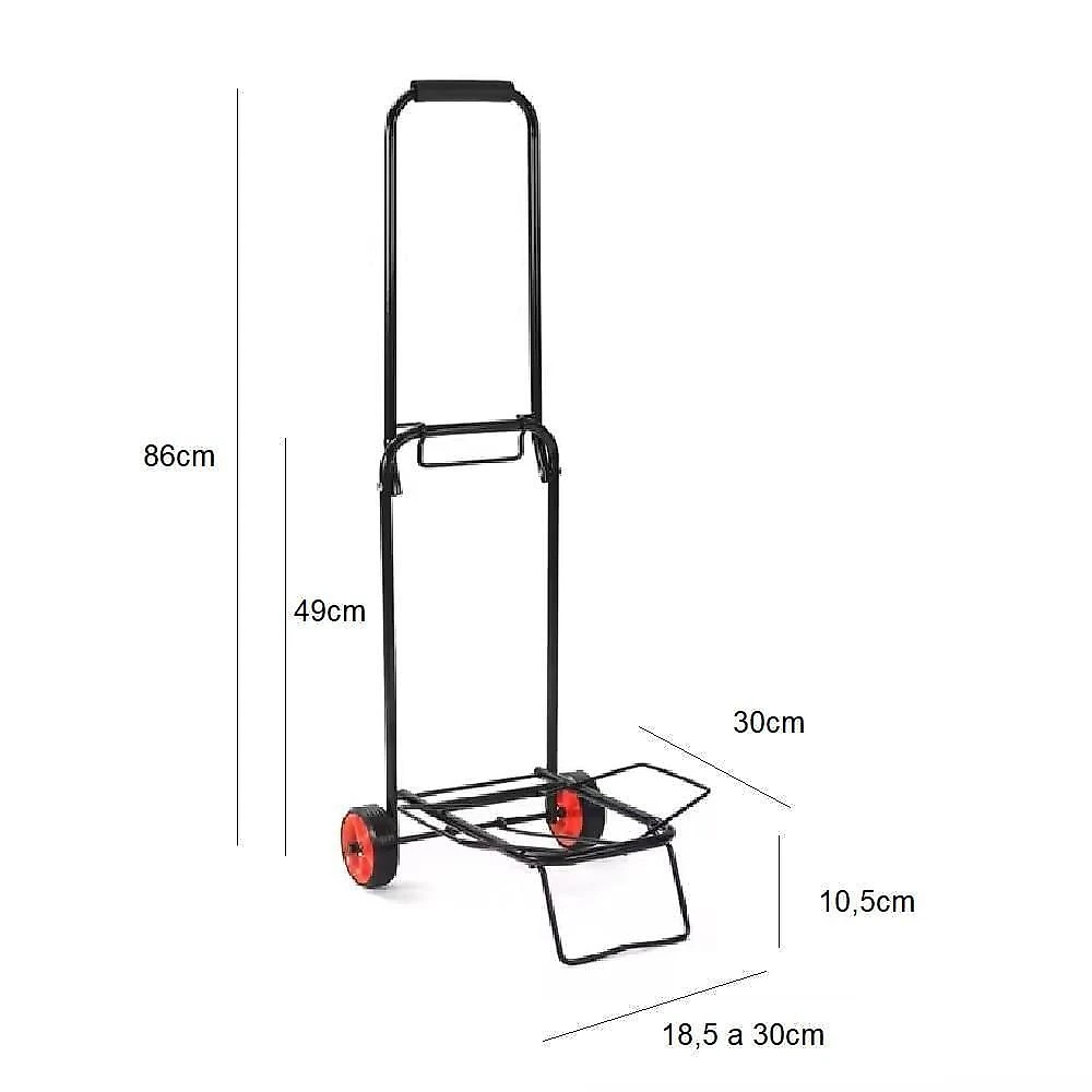 Carrinho de Mão Dobrável Multiuso 60kg Alça Regulável Preto Yeet