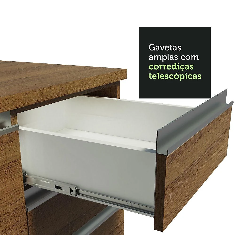 Cozinha completa de canto madesa glamy 349002 com armário e balcão (sem tampo e pia) - rustic