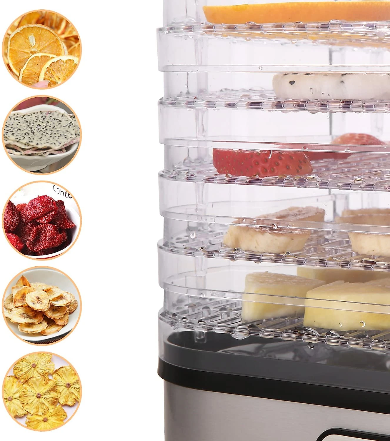 Homdox Desidratador de Alimentos 8 Bandejas Prata e Transparente 110V