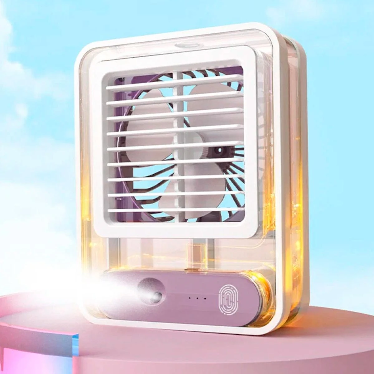 Mini Ventilador Portátil Recarregável 3 Velocidades LED