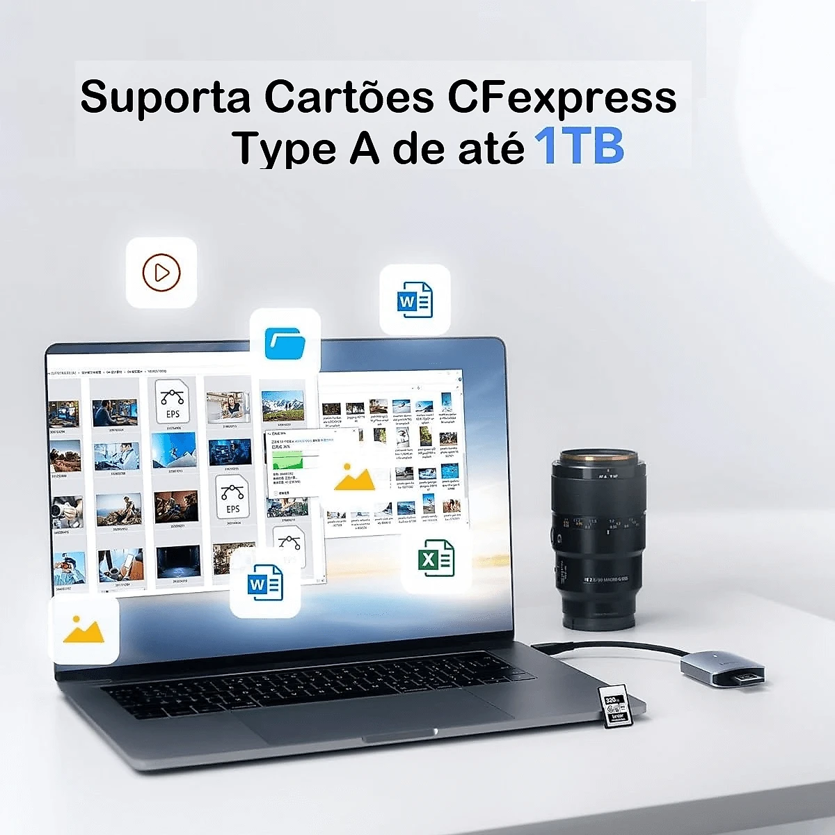 Leitor Lexar CFexpress Type A 900 MB/s USB 3.2 Gen 2 com Adaptador USB