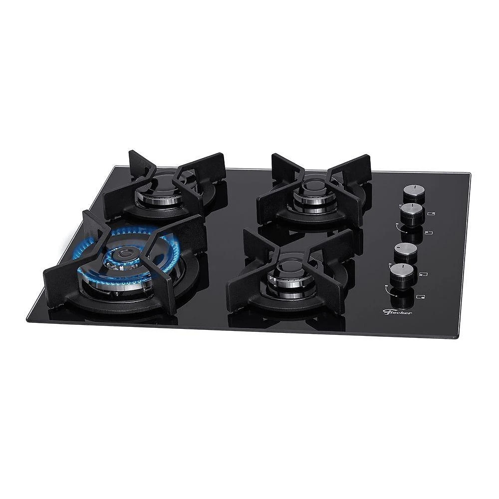Cooktop A Gás Fischer 4 Bocas Tripla Chama Mesa Vidro 26297-57076 Bivolt