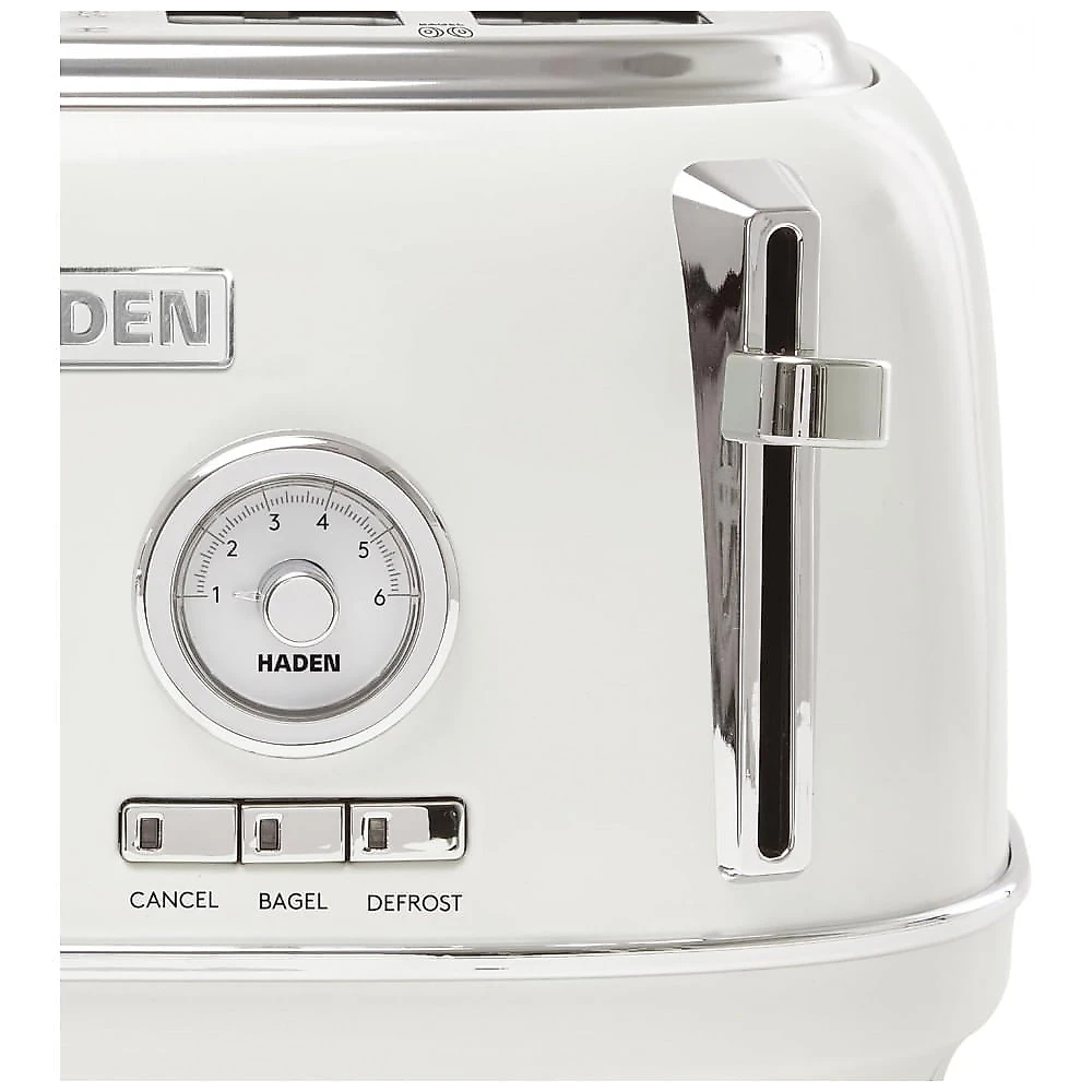 Torradeira HADEN Dorset inox 4 fatias marfim com fenda larga e controle de tostagem 1500W 110V