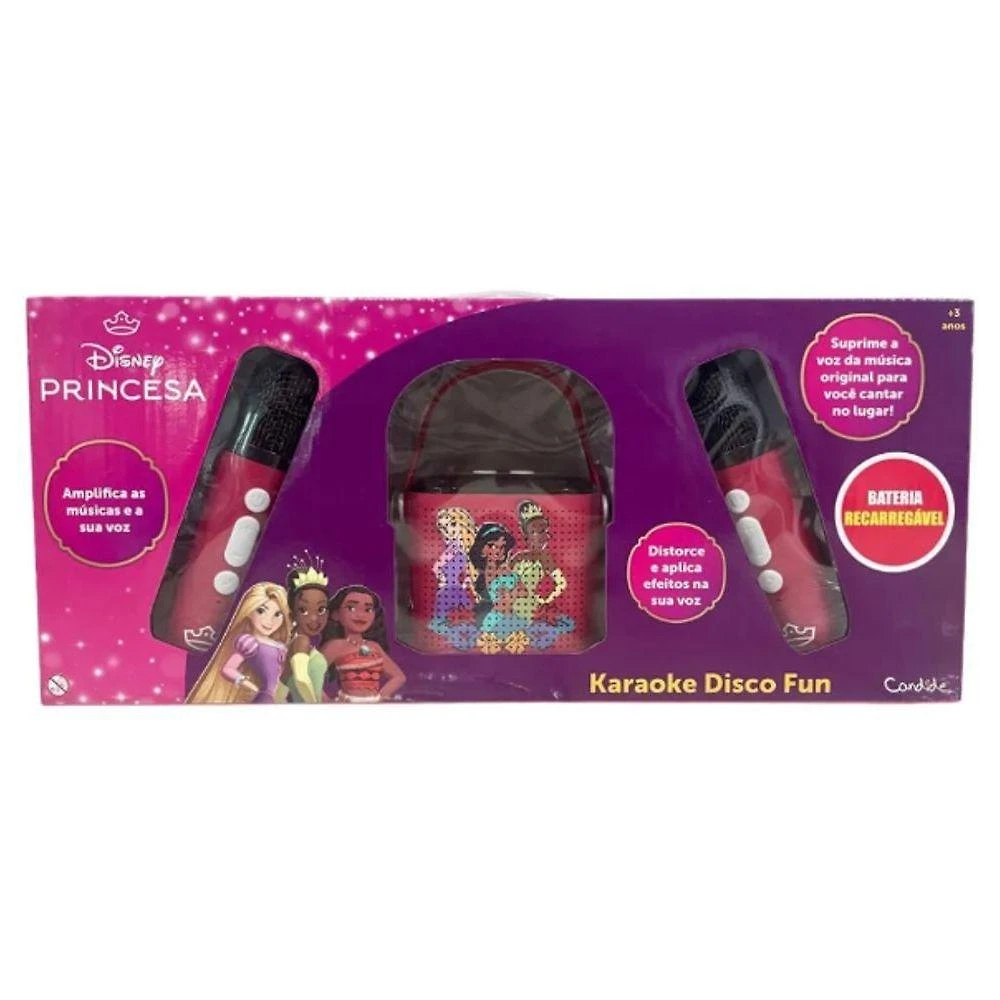 Karaokê Infantil Bluetooth 54075 com Dois Microfones Rosa Candide