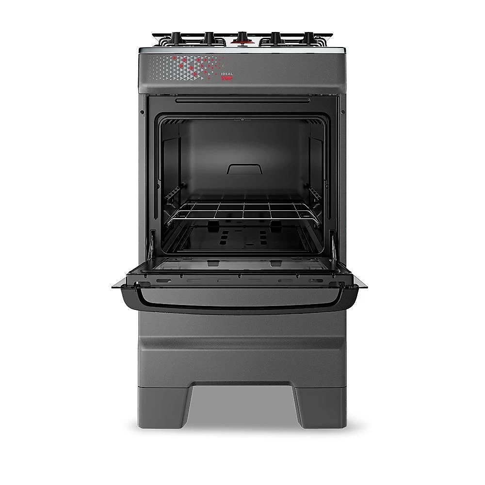Fogão A Gás Mesa Inox Tampa De Vidro Forno 50L Esmaltec Ideal Top Titanium 4 Bocas Bivolt