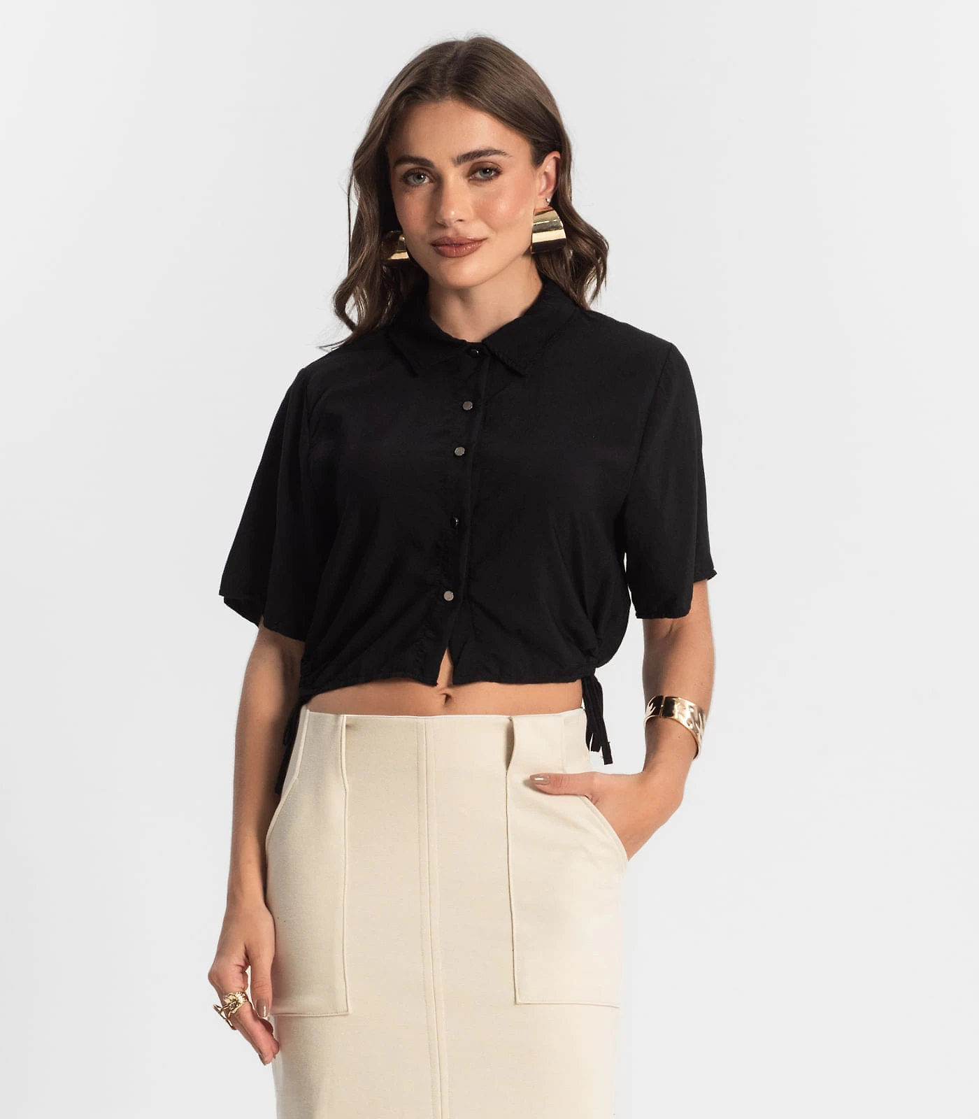 Camisa Feminina Gola Dupla Endless Preto