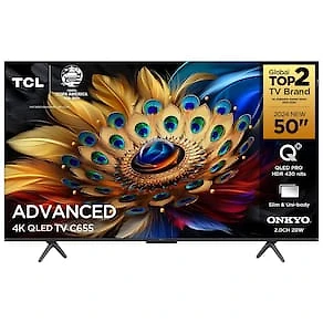 Miniatura Smart TV 50" QLED 4K TCL 50C655 com Processador AIPQ, Google TV, HDR10+, Wi-Fi Dual Band, Bluetooth Integrado, Google Assistente, Dolby Vision e Atmos