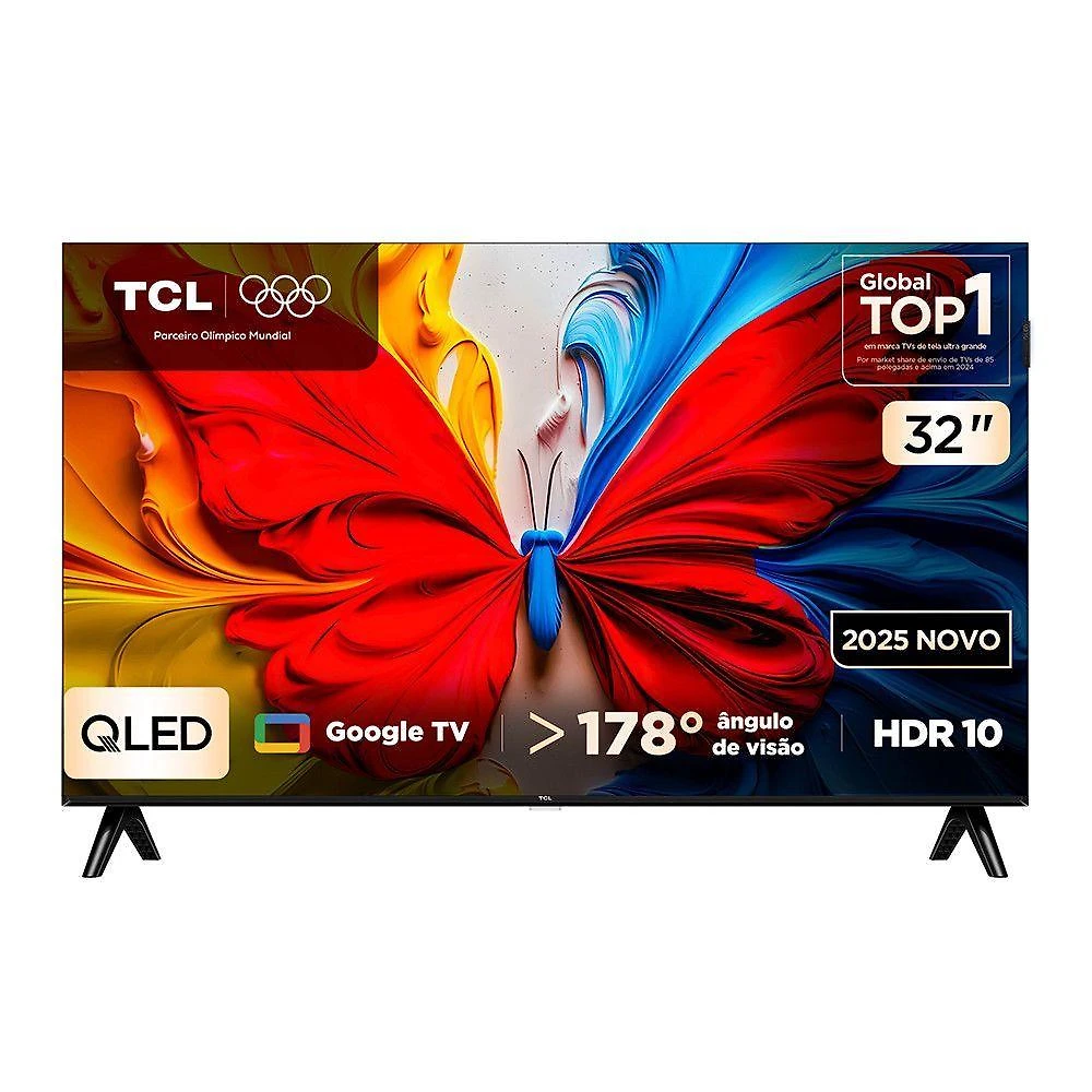 TV TCL 32 Polegadas 32S5K QLED Smart FHD Google TV Preto Bivolt