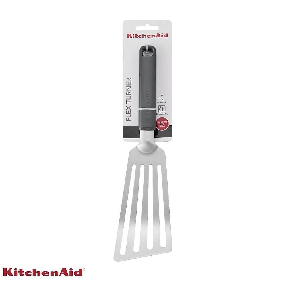 Espátula Flexível Perfurada 32cm Em Inox Cinza Kitchenaid