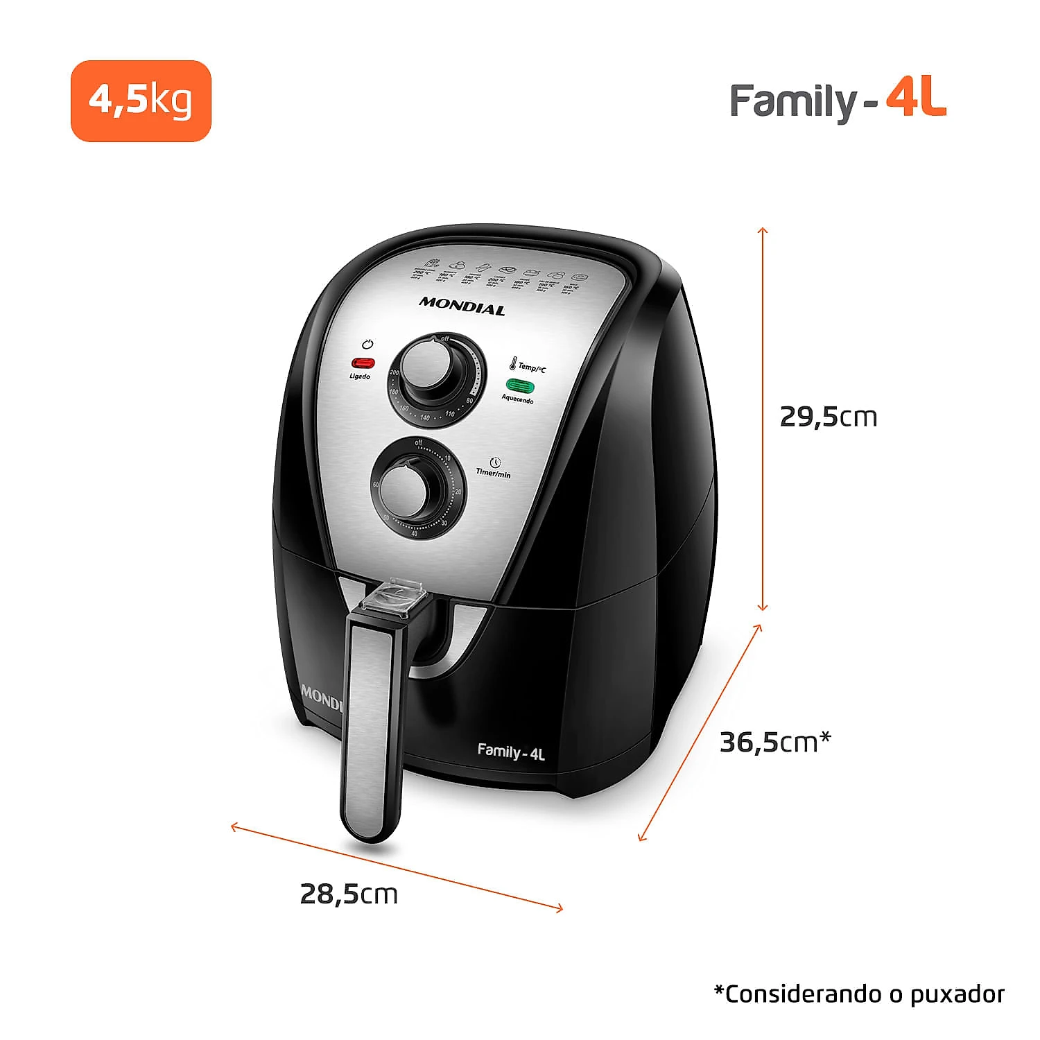 Fritadeira Air Fryer 4 Litros AFN-40-BI Mondial AIR FRYER AFN-40-BI 127V/60HZ .