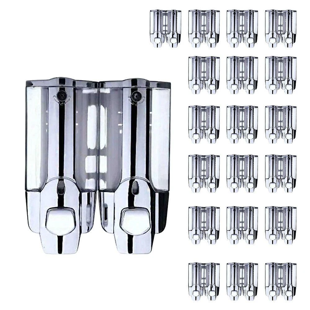 Kit 15 Dispensers Duplos BSL-19014-2 300ML Banheiro Cinza Braslu