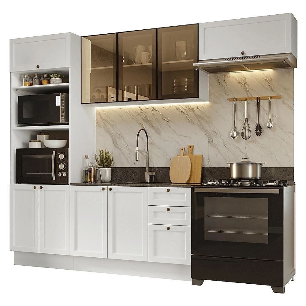 Cozinha Completa Vik 9 Portas 3 Gavetas MDP 270CM Madesa webcontinental-7891760207906