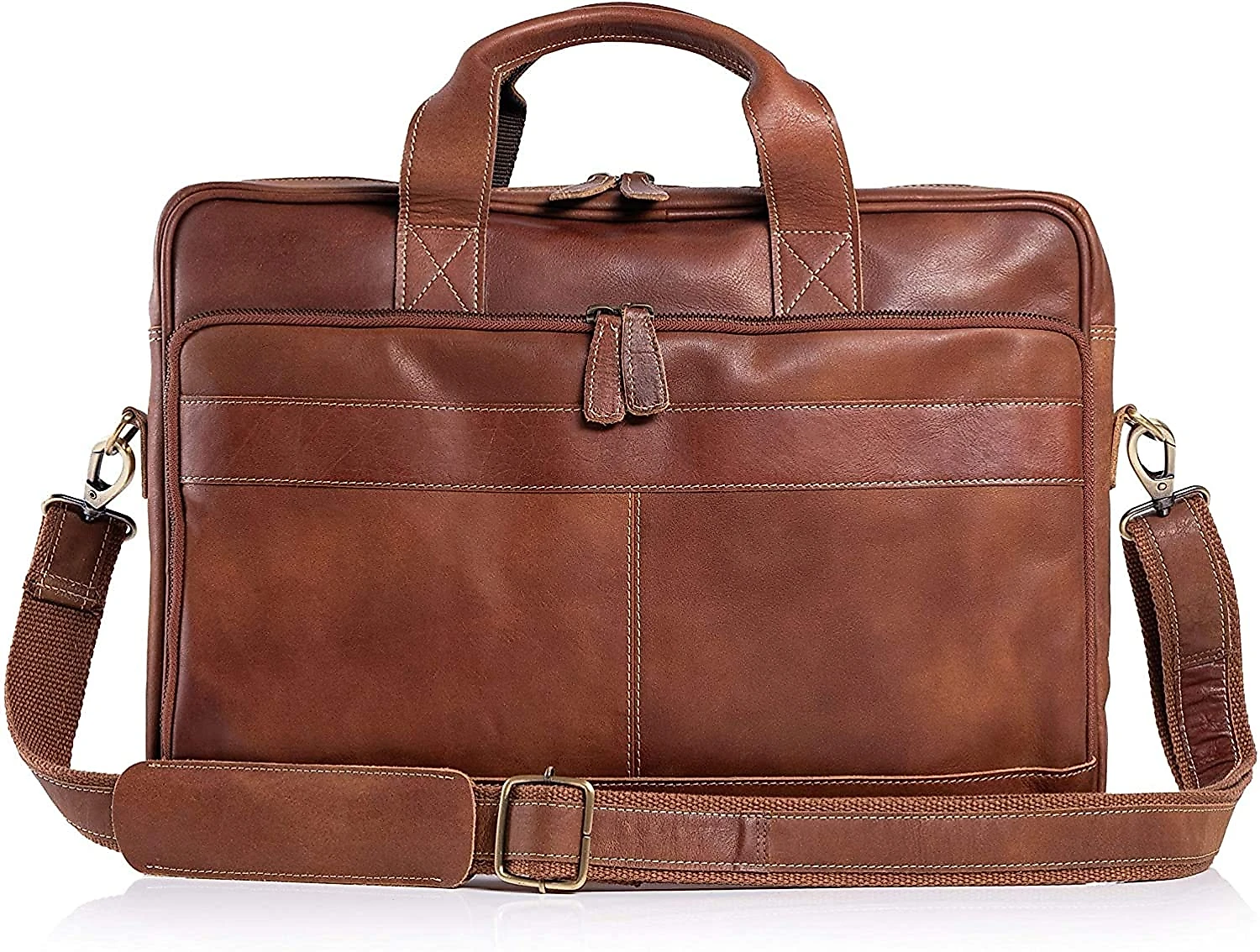 Komals Passion BolsaMaleta de Couro Genuíno Masculina para Laptop 45 cm Marrom