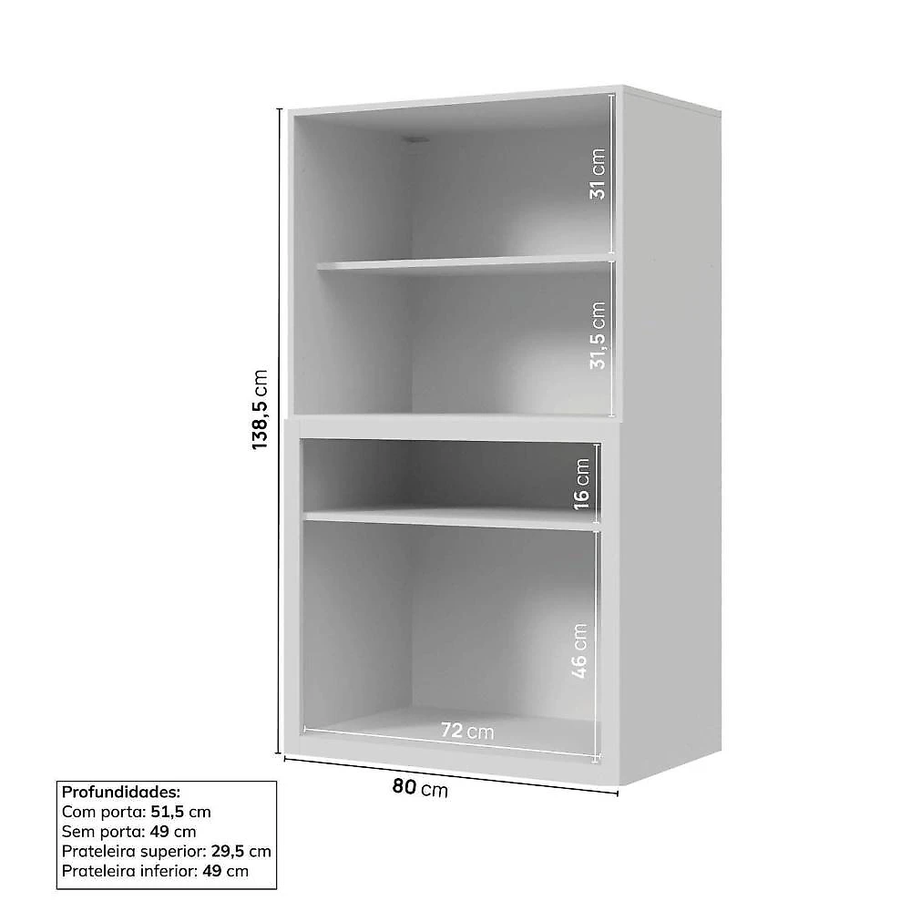 Cozinha Modulada 4 Pçs com Tampo com Cristaleira Marselha Cabecasa Madeiraoriginals Branco/Calcare