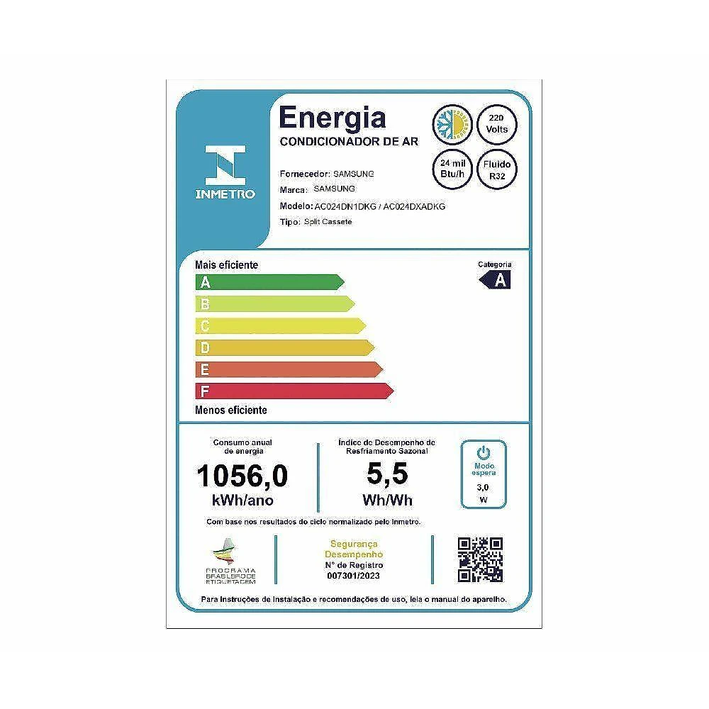 Ar condicionado cassete 1 via samsung windfree inverter 24000 btus quente e frio 220v