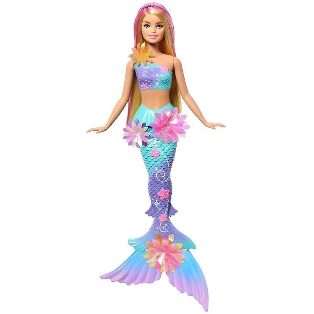 Boneca Barbie Fantasy Sereia Flores Mágicas Loira Rosa Mattel