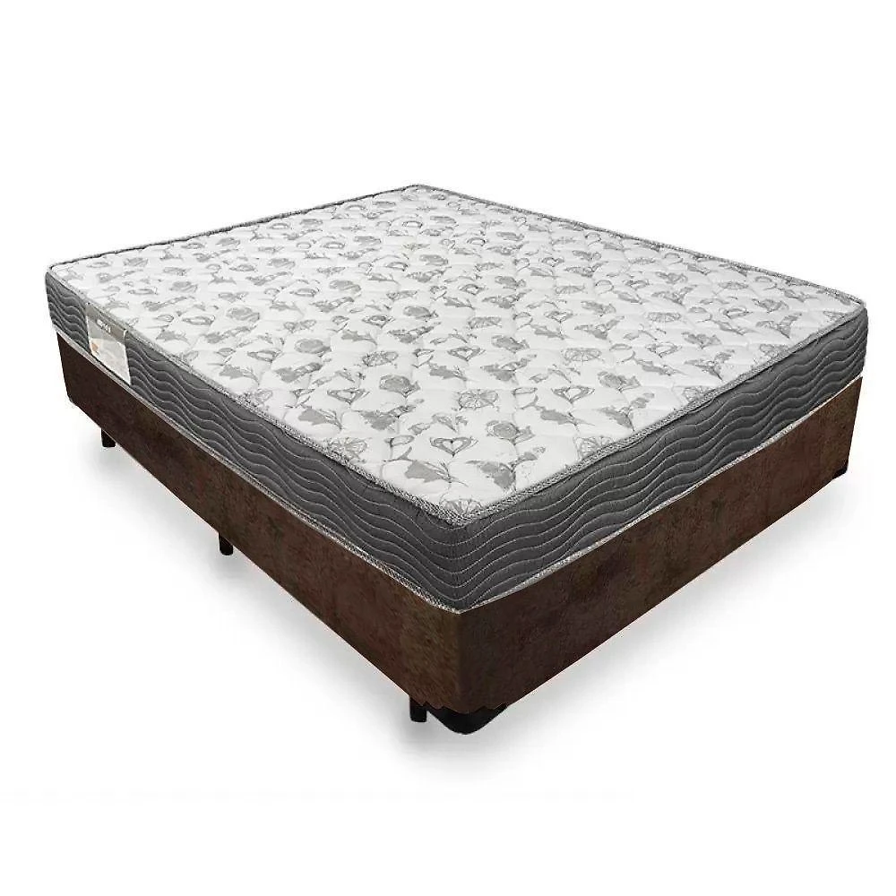 Cama Box Casal Suede + Colchão De Espuma D33 - Sereneprime - 138cm marrom