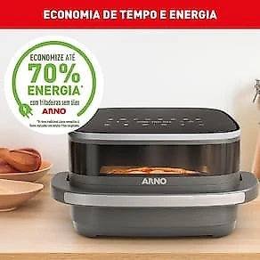 Fritadeira Elétrica Air Fryer Arno Easy Fry Extra AFP4 4L 1700W Painel Digital Preta Inox 110V