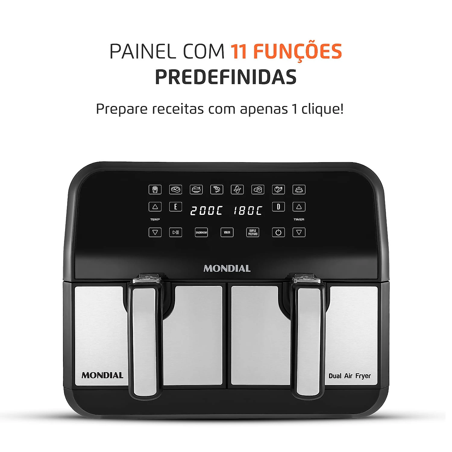Fritadeira Air Fryer Dual Duplo Cesto 8L Mondial AFD-01-BI 127V