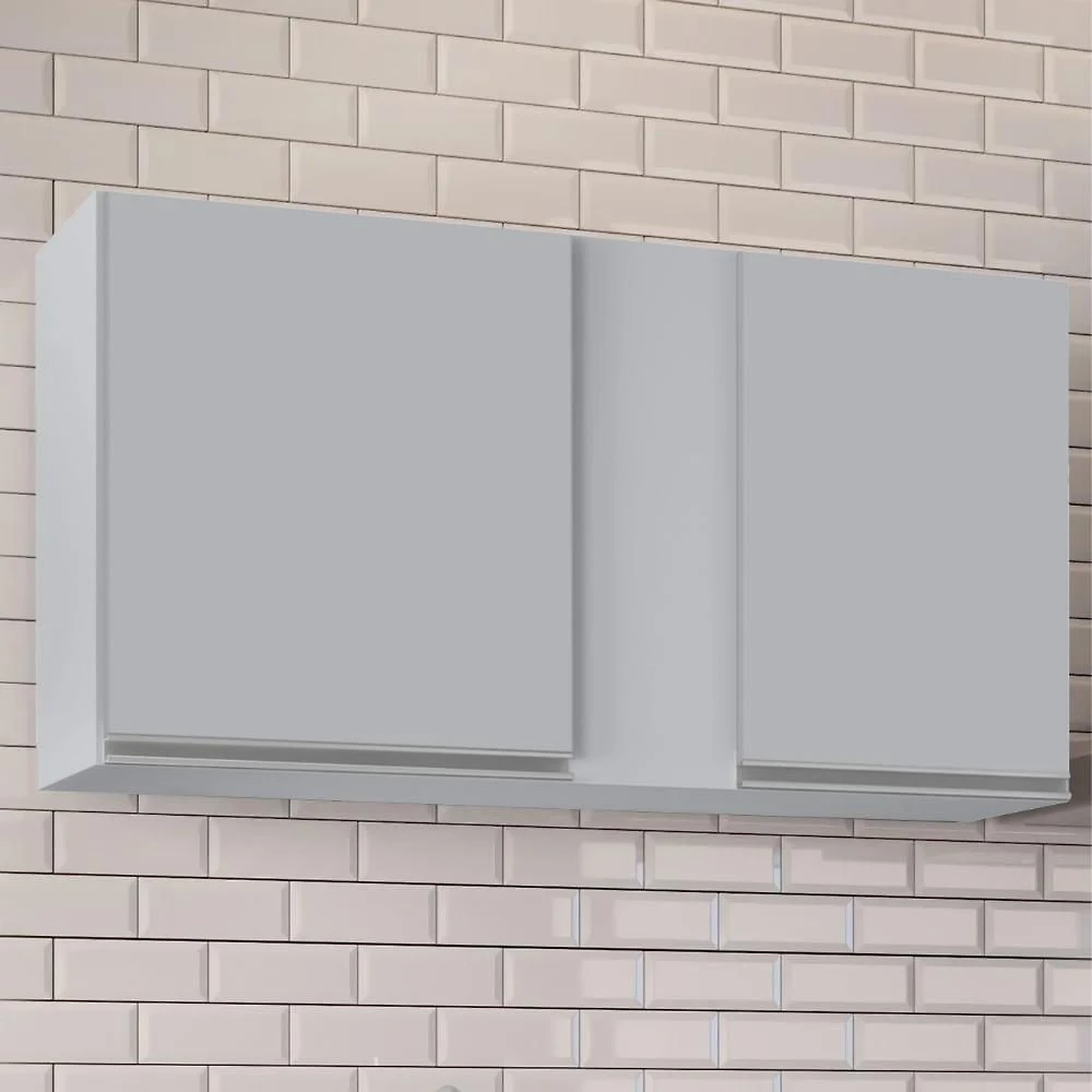 Armário De Cozinha Aéreo 100cm 2 Portas Indiana Cinza Claro - Lumil