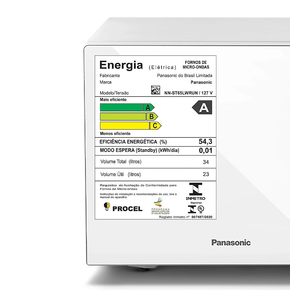 Microondas Panasonic Dupla Refeição 34L Branco - ST65LWRU 110v