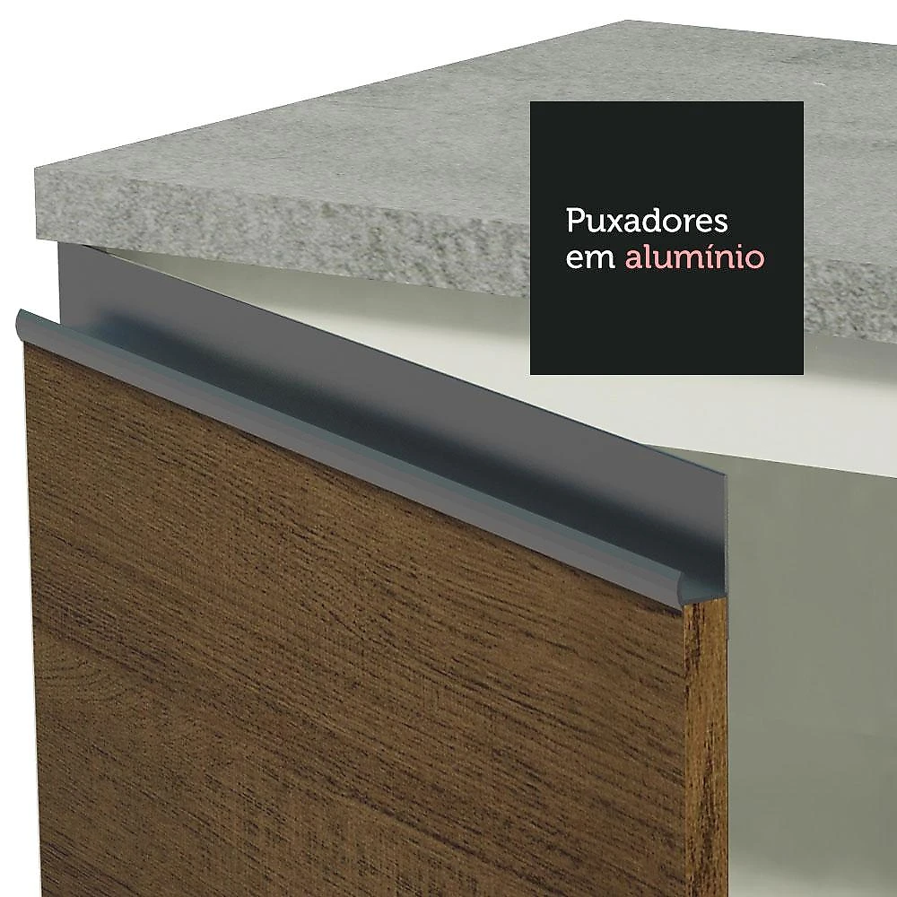 Armário de Cozinha Completa 260cm Branco/Rustic Glamy Madesa 03 Branco/Rustic
